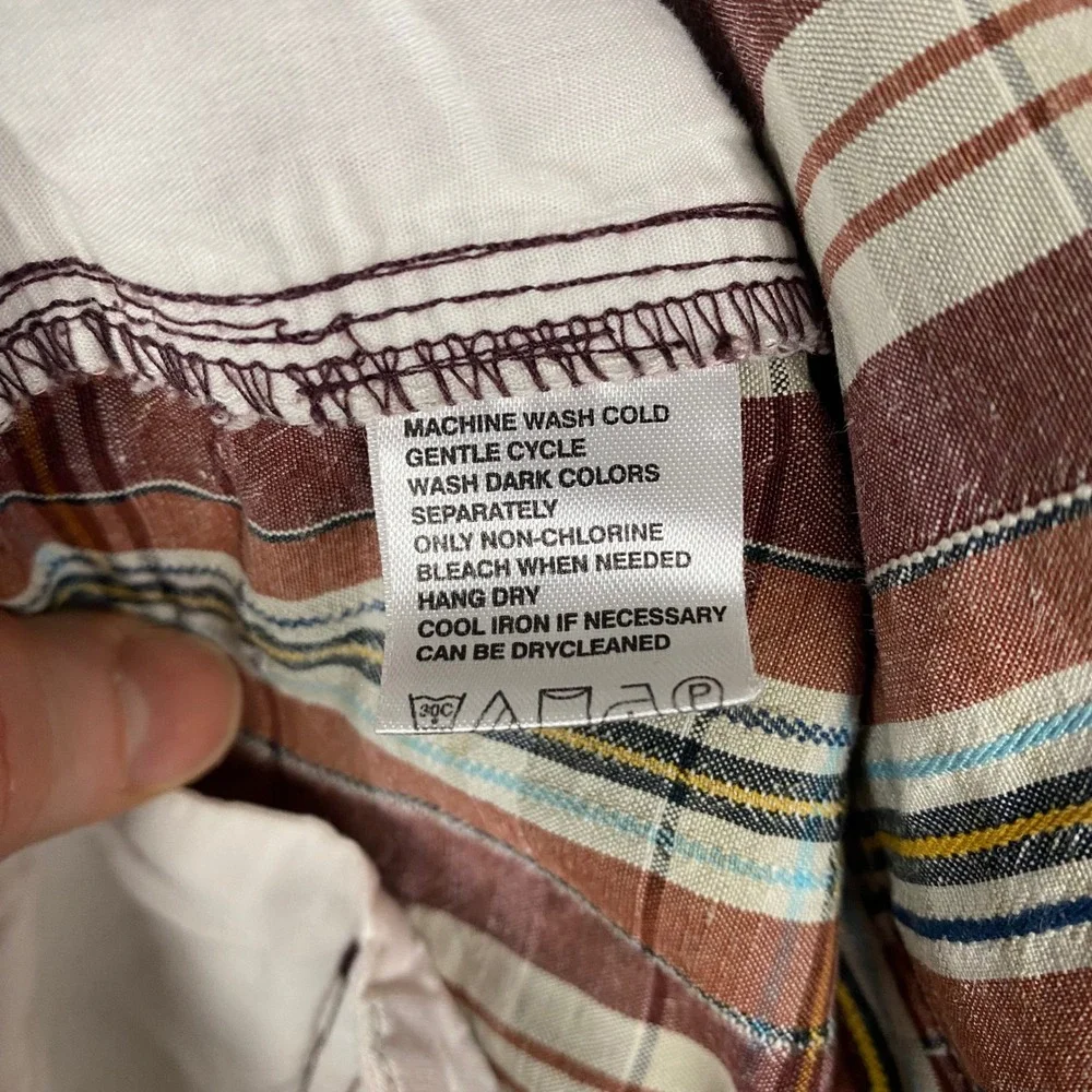 Tommy Bahama Plaid Shorts Mens 40 Brown Linen Silk Blend Flat‎ Front Check Golf